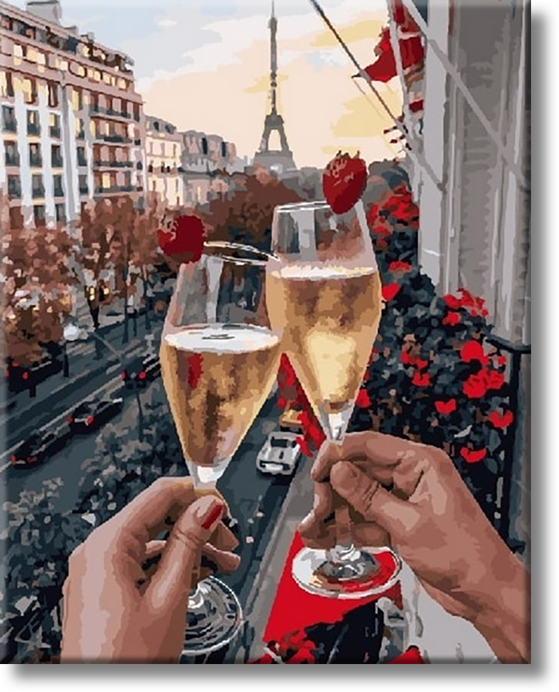 Date In Paris With Champagne - Painting By Numbers