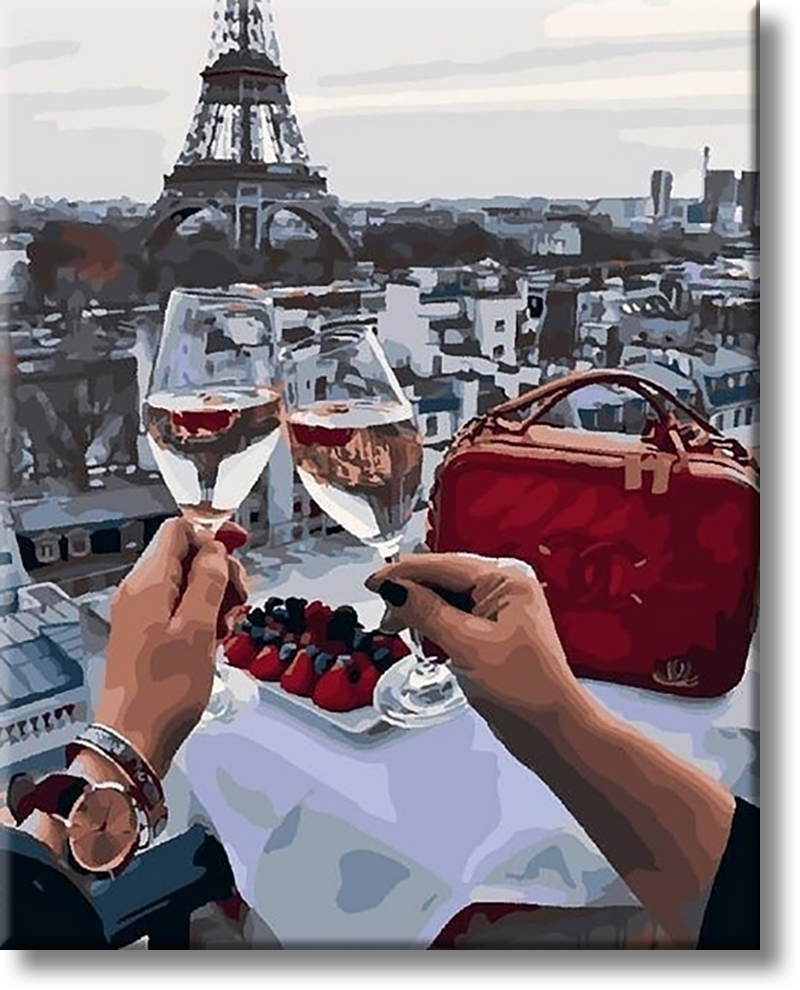 Date In Paris With Wine - Painting By Numbers