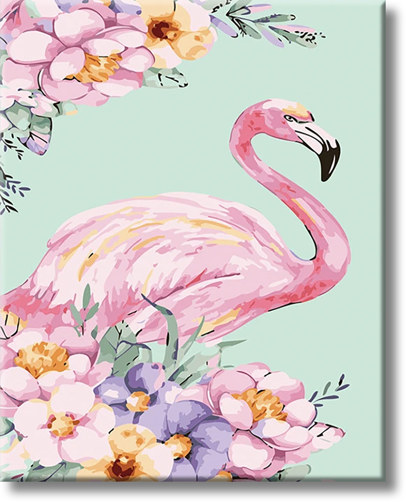 Flamingo With Flowers - Painting By Numbers