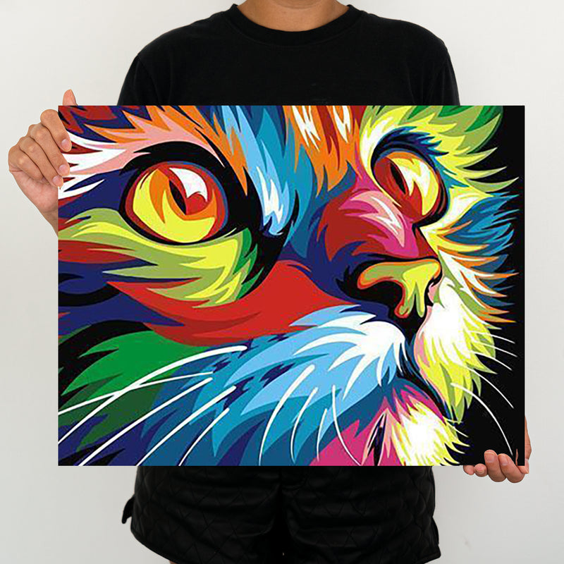 Colorful Neon Cat - Painting By Numbers