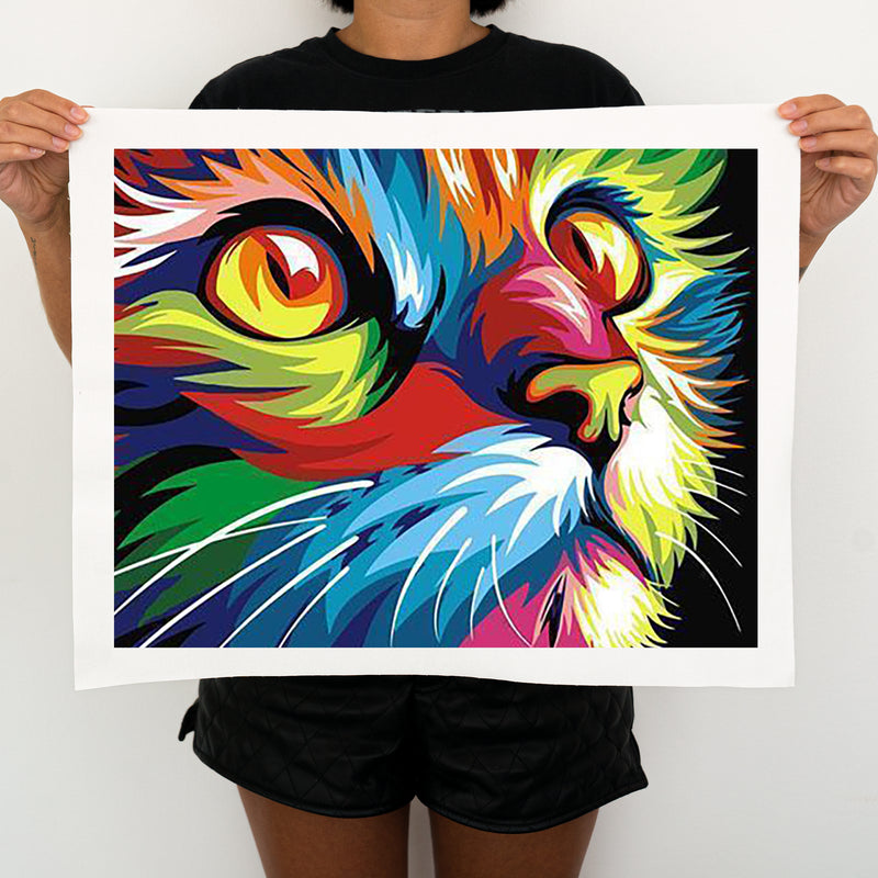 Colorful Neon Cat - Painting By Numbers