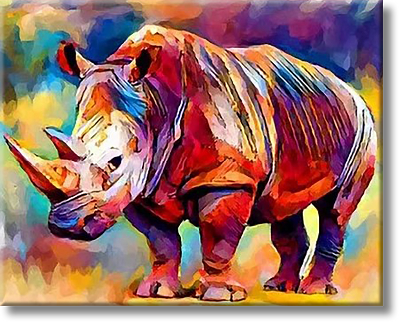 Colorful Rhino - Painting By Numbers