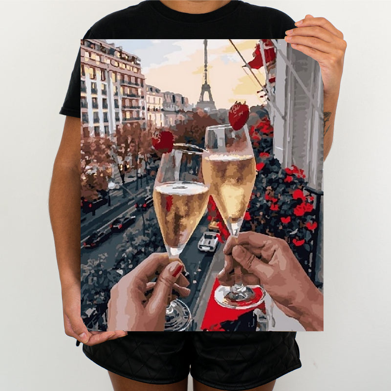 Date In Paris With Champagne - Painting By Numbers