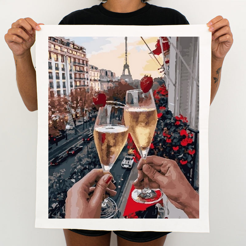 Date In Paris With Champagne - Painting By Numbers