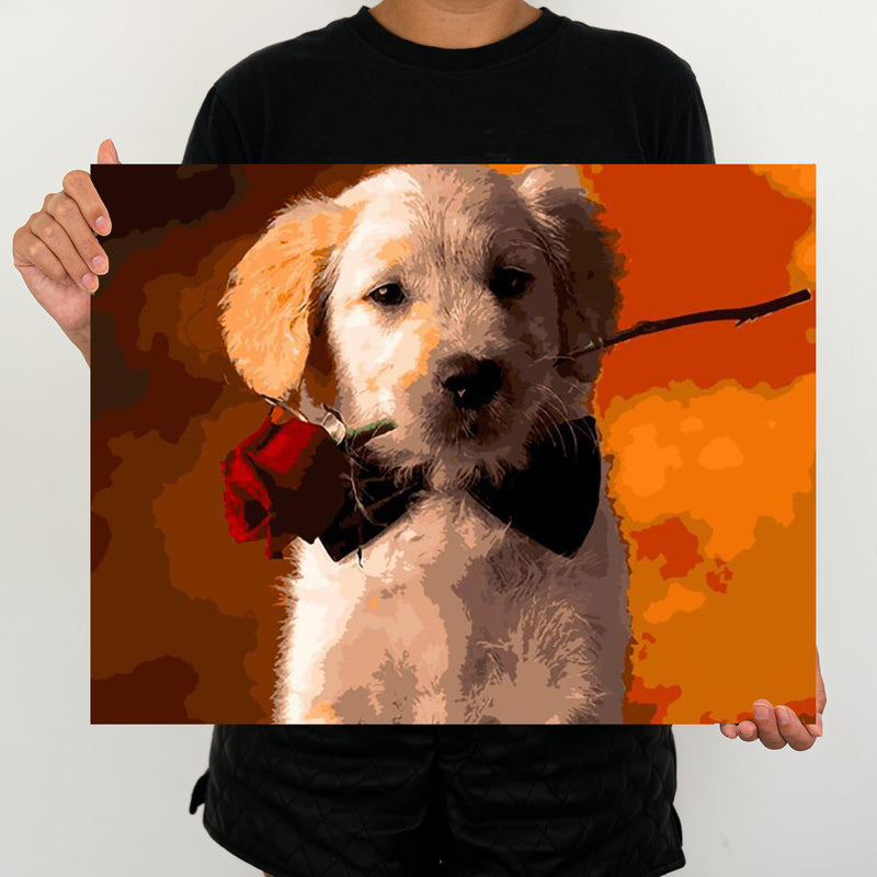 Dog With Rose - Painting By Numbers