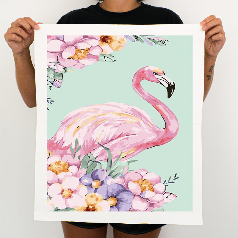 Flamingo With Flowers - Painting By Numbers