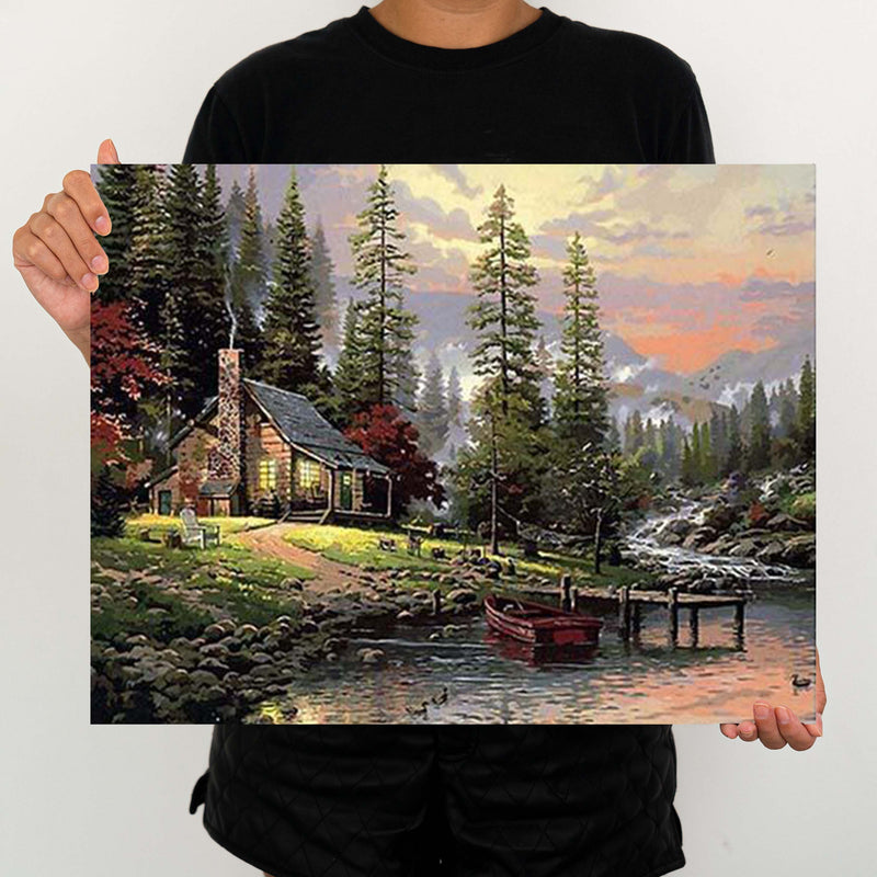 Cabin In The Forest - Painting By Numbers