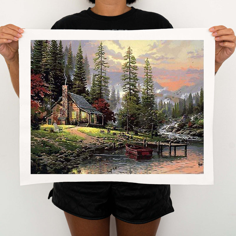 Cabin In The Forest - Painting By Numbers