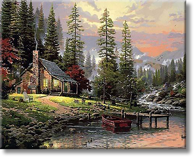 Cabin In The Forest - Painting By Numbers