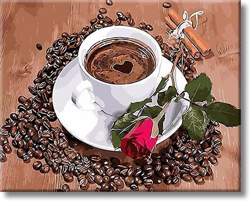 Coffee And The Rose - Painting By Numbers