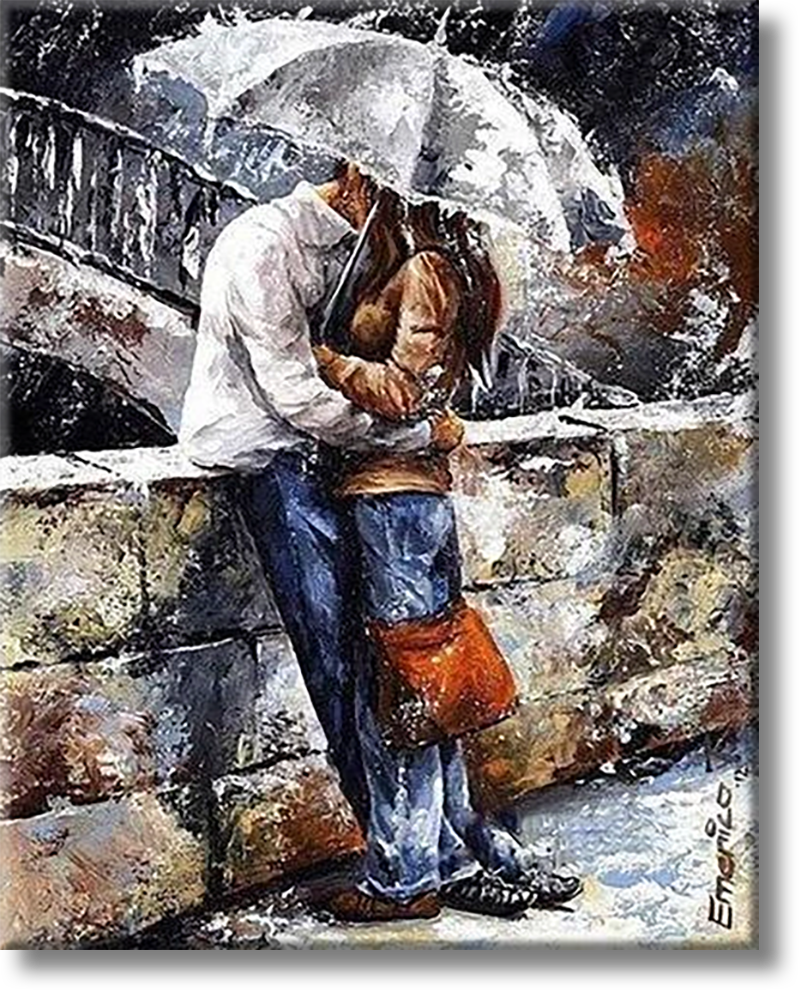 Couple In The Rain - Painting By Numbers