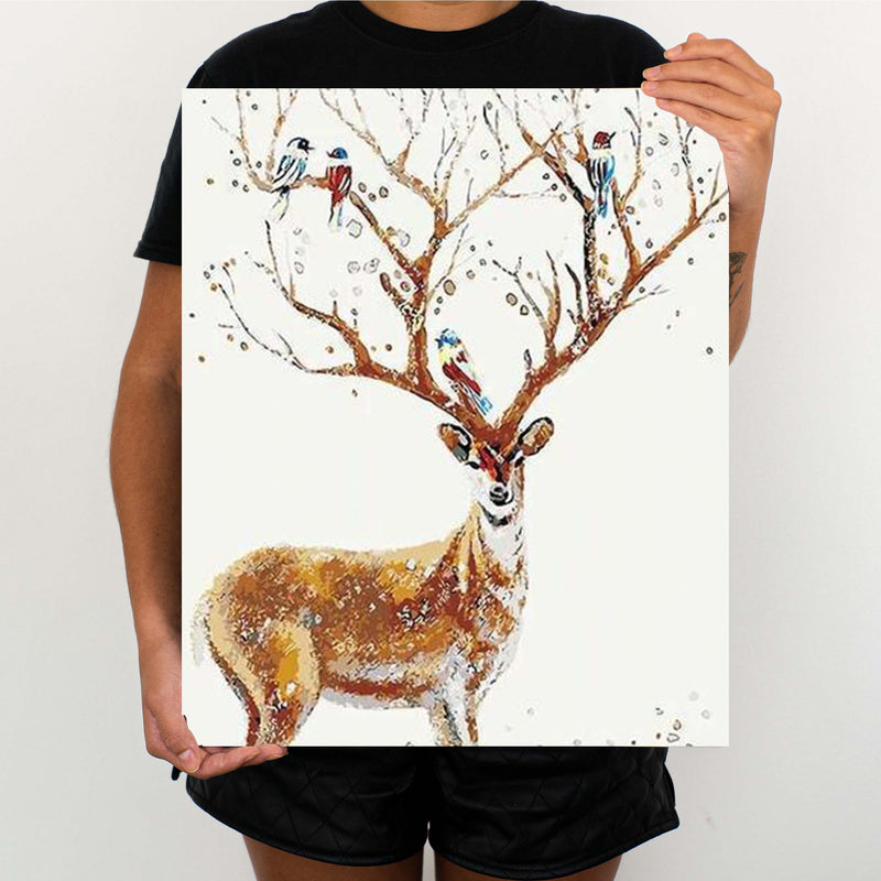 Deer With The Birds - Painting By Numbers