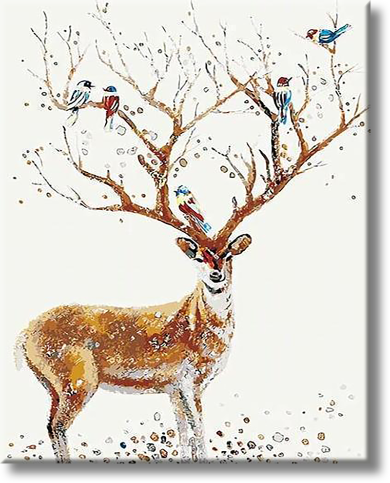 Deer With The Birds - Painting By Numbers