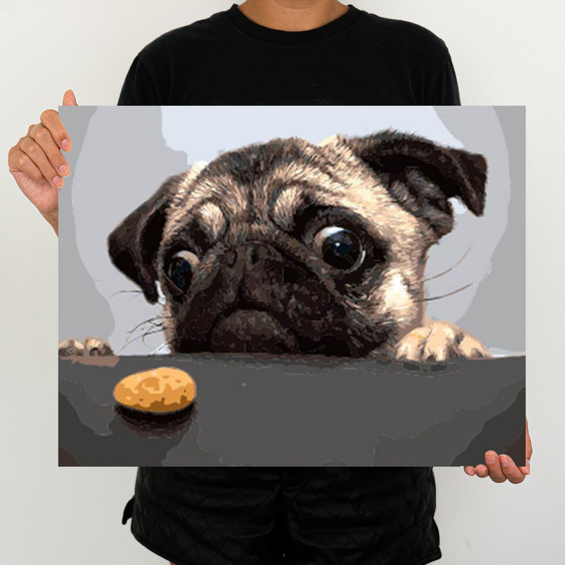 Pug Cookie And The Cookie - Painting By Numbers