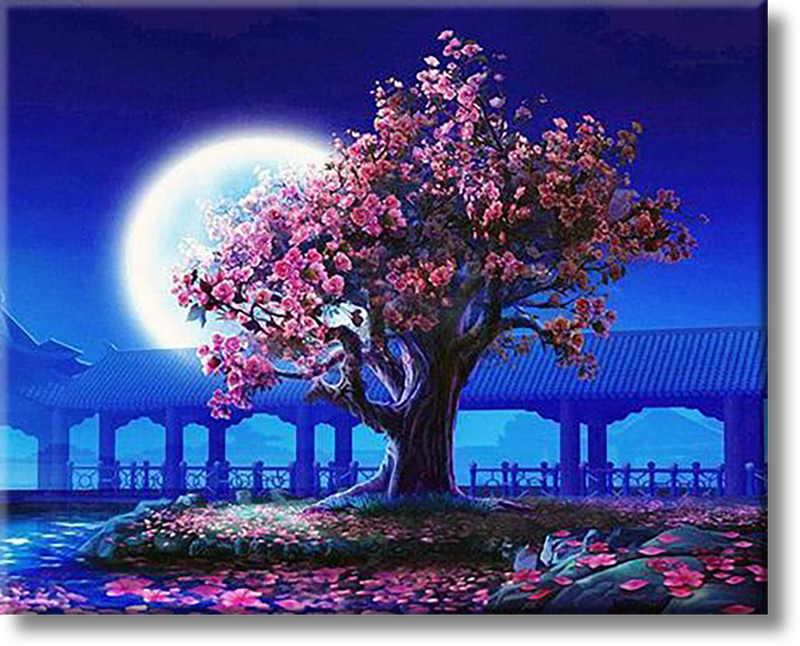 Tree Under The Moon - Painting By Number