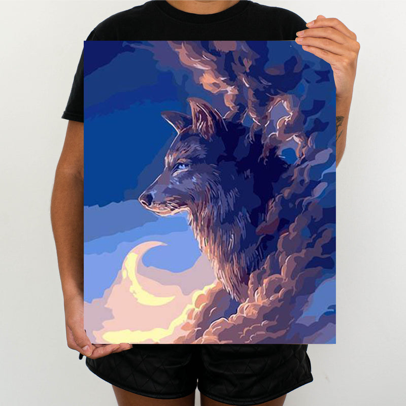 Wolf In The Clouds - Painting By Number