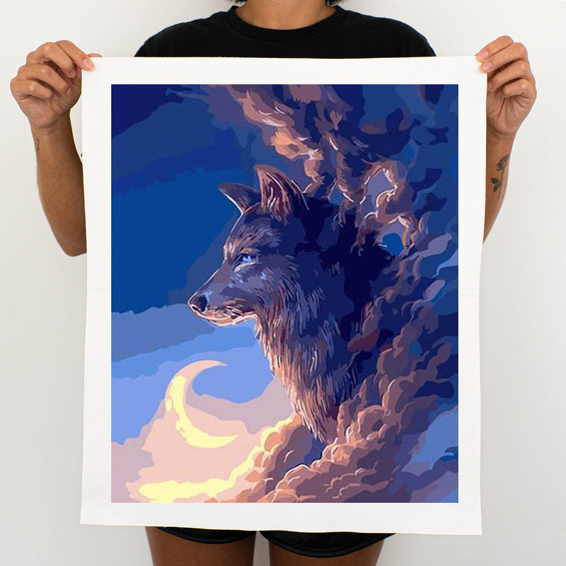 Wolf In The Clouds - Painting By Number