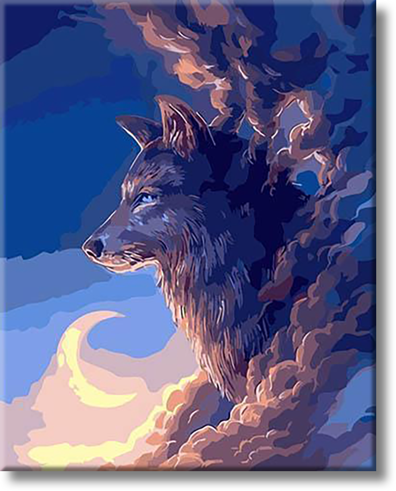 Wolf In The Clouds - Painting By Number