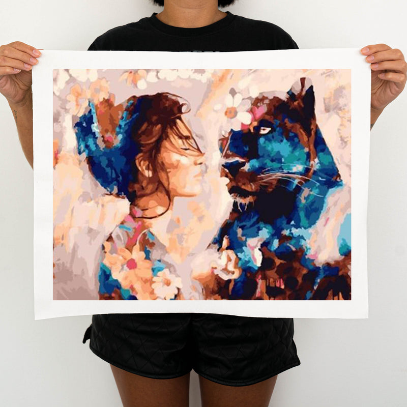 Woman And The Panther - Painting By Number