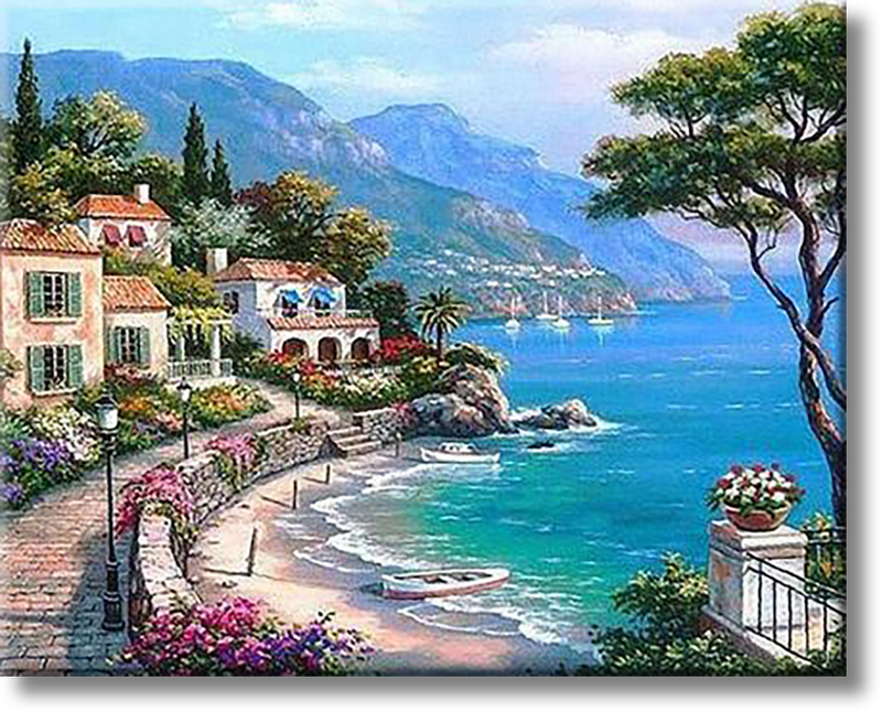 Village On The Mediterranean - Painting By Number