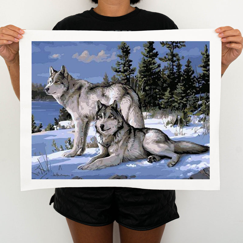 Wolves In The Snow - Painting By Number