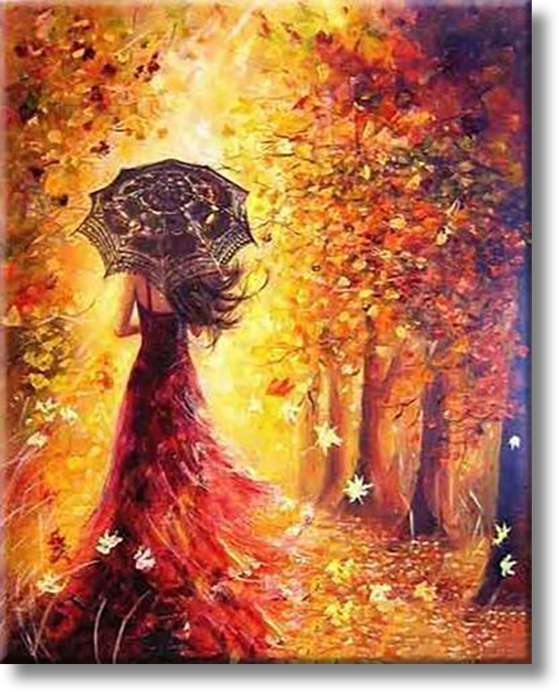 Woman In Autumn - Painting By Numbers