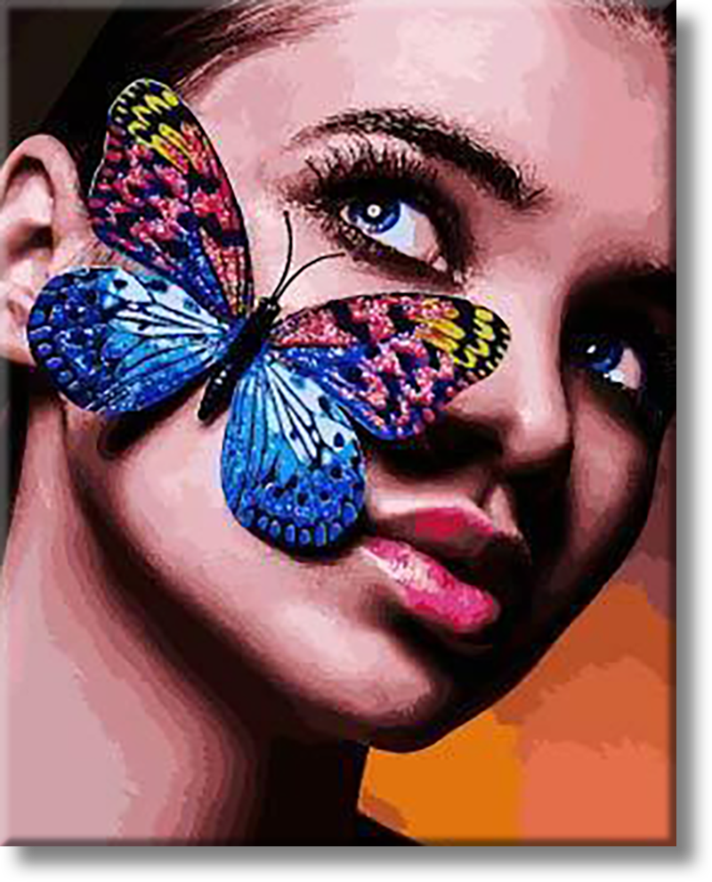 Woman With Butterfly - Painting By Numbers